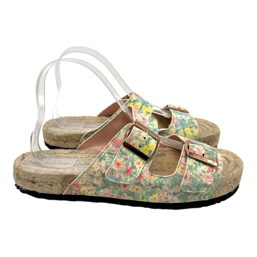LoveShackFancy x Manebi Nordic Floral Leather Espadrille Slide Sandals Womens 39 - Picture 2 of 15